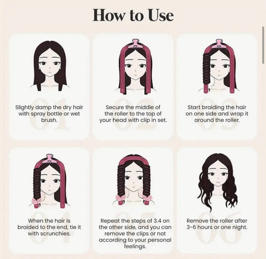 Heatless Curling Rod Headband – Soft Ribbon Hair Rollers for Overnight Natural Waves