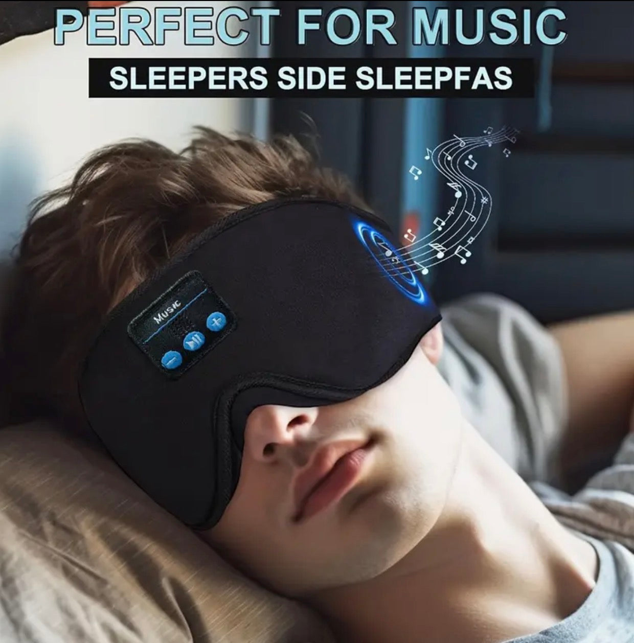 Wireless Bluetooth 5.2 Sleep Mask – 3D Music Eye Mask with Built-In Headphones & Type-C Charging