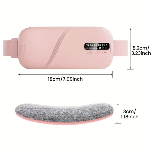 Abdominal Heating Massage Belt – USB Rechargeable, 5-Level Adjustable Heat with LED Display, Portable for Menstrual Relief, Perfect Pink Gift for Women