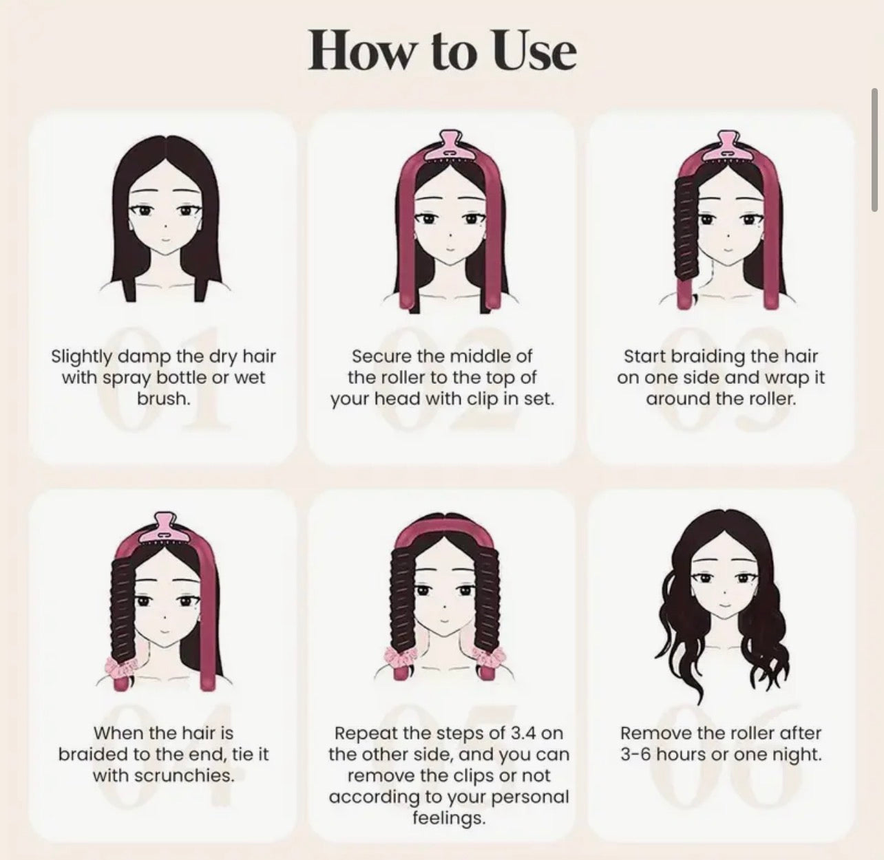 Heatless Curling Rod Headband – Soft Ribbon Hair Rollers for Overnight Natural Waves