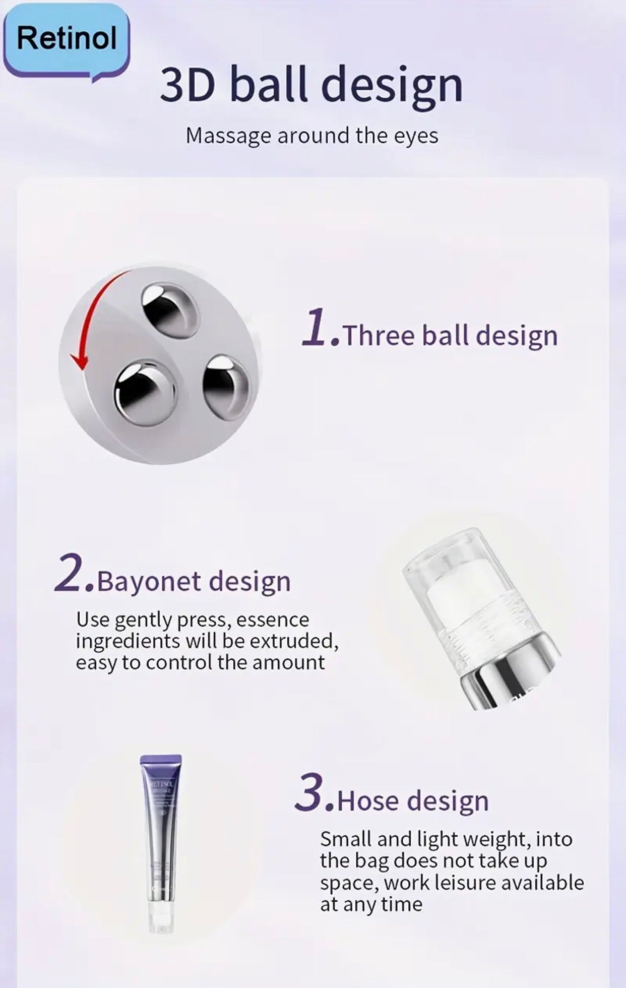 Smoothes Wrinkles Rolling Eye Cream – Firming and Tightening Eye Essence