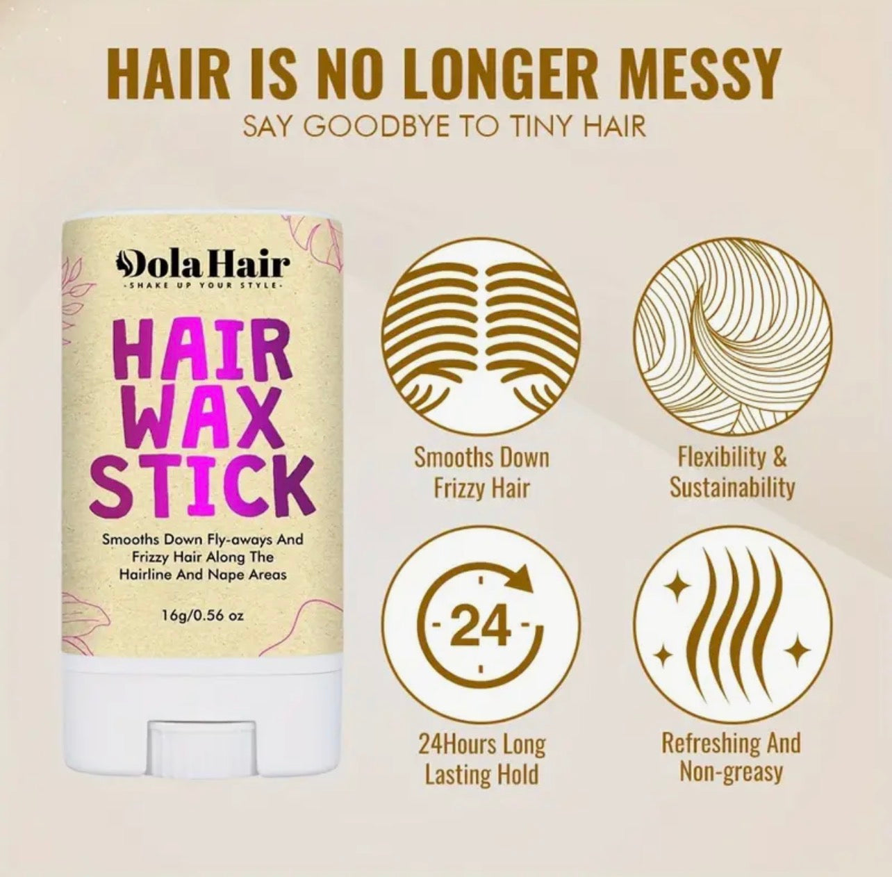 Hair Wax Stick – Non-Greasy Pomade for Smoothing, Edge Control & Flyaway Taming