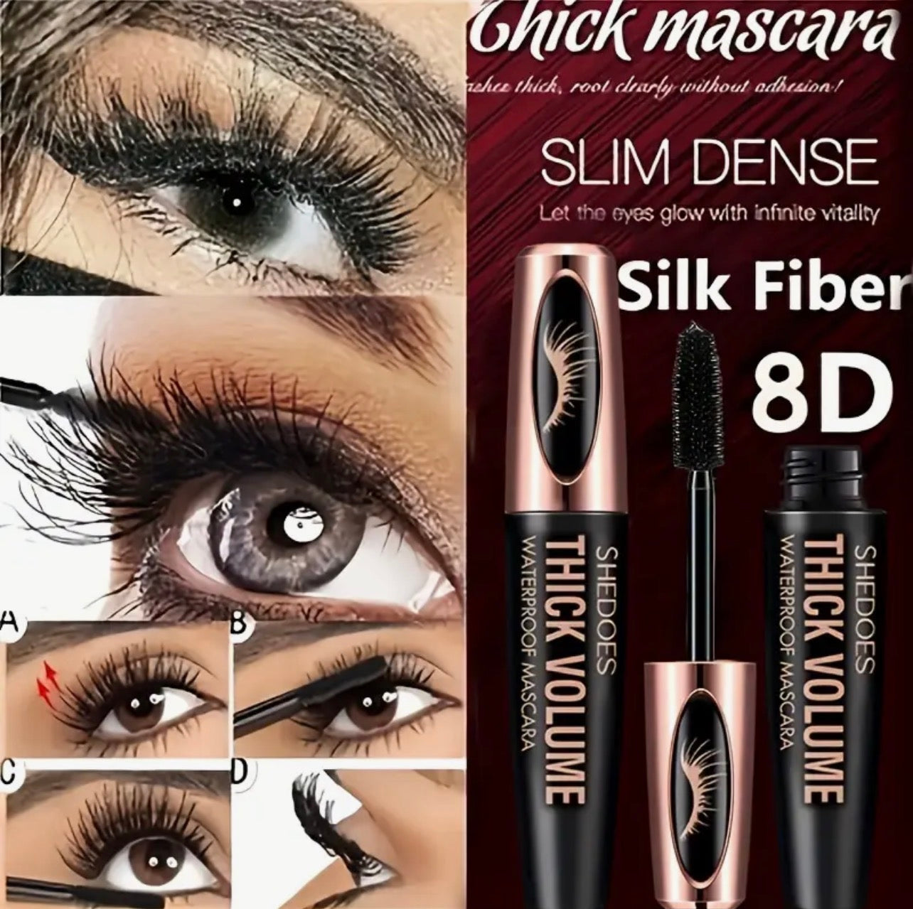 8D Fiber Lash Mascara – Waterproof, Curling & Lengthening for Thick, Voluminous Lashes