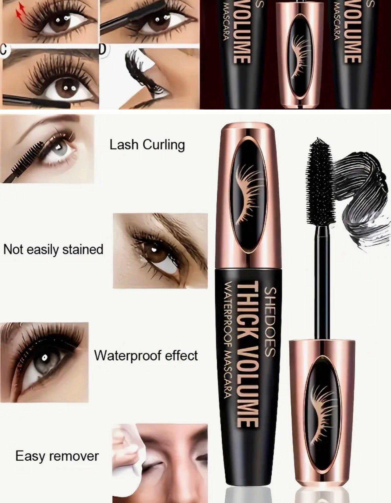 8D Fiber Lash Mascara – Waterproof, Curling & Lengthening for Thick, Voluminous Lashes