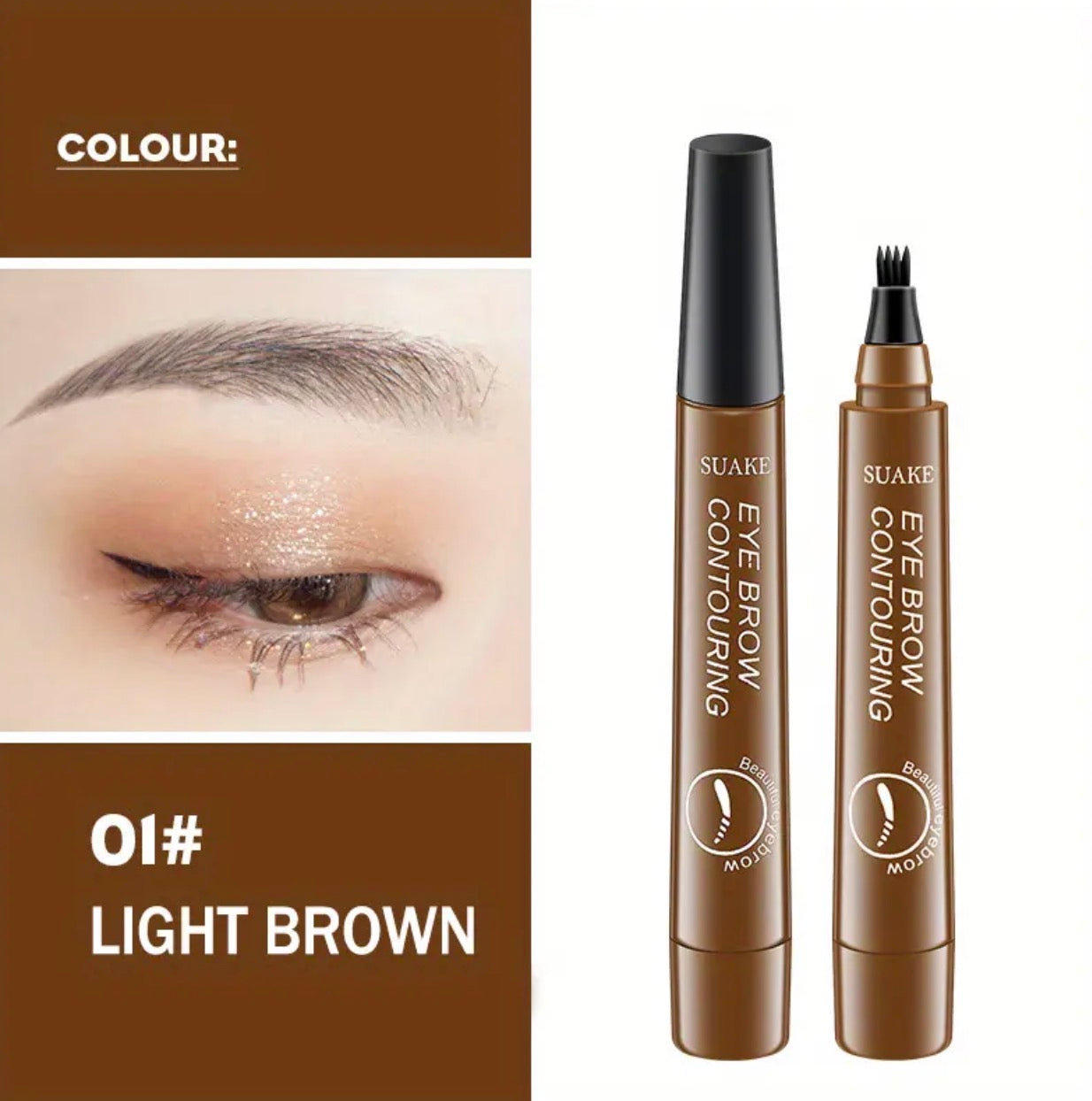 Four-Prong Eyebrow Pencil – Waterproof, Sweatproof & Long-Lasting