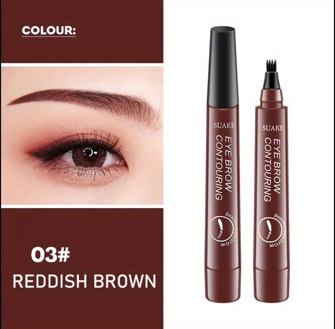 Four-Prong Eyebrow Pencil – Waterproof, Sweatproof & Long-Lasting