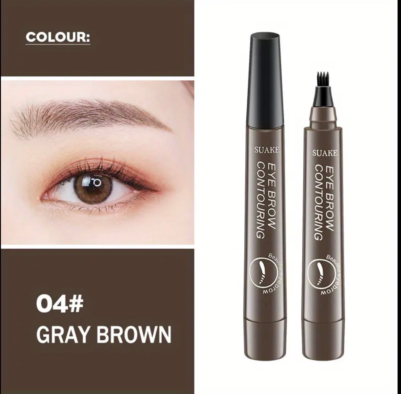 Four-Prong Eyebrow Pencil – Waterproof, Sweatproof & Long-Lasting