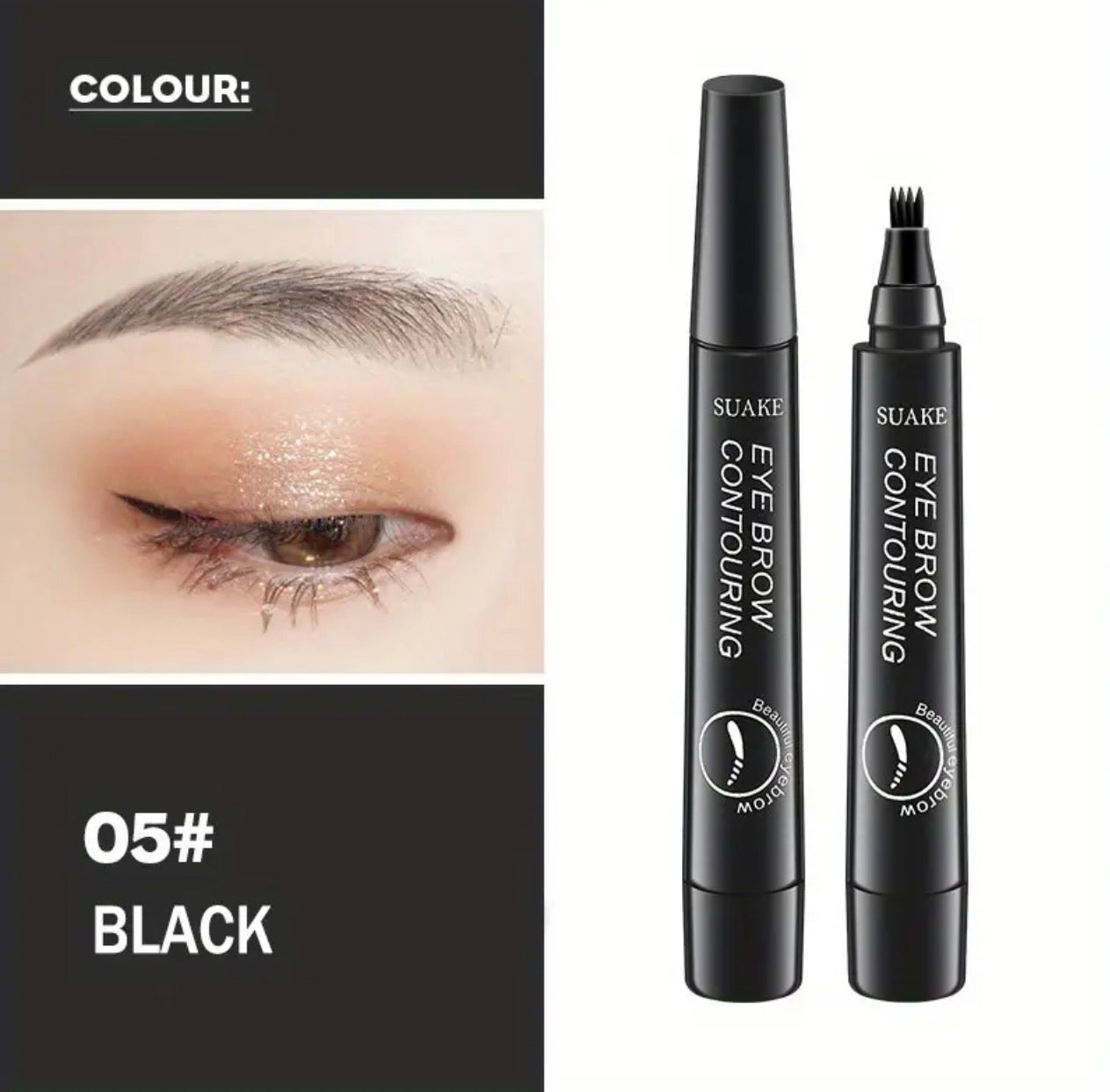 Four-Prong Eyebrow Pencil – Waterproof, Sweatproof & Long-Lasting