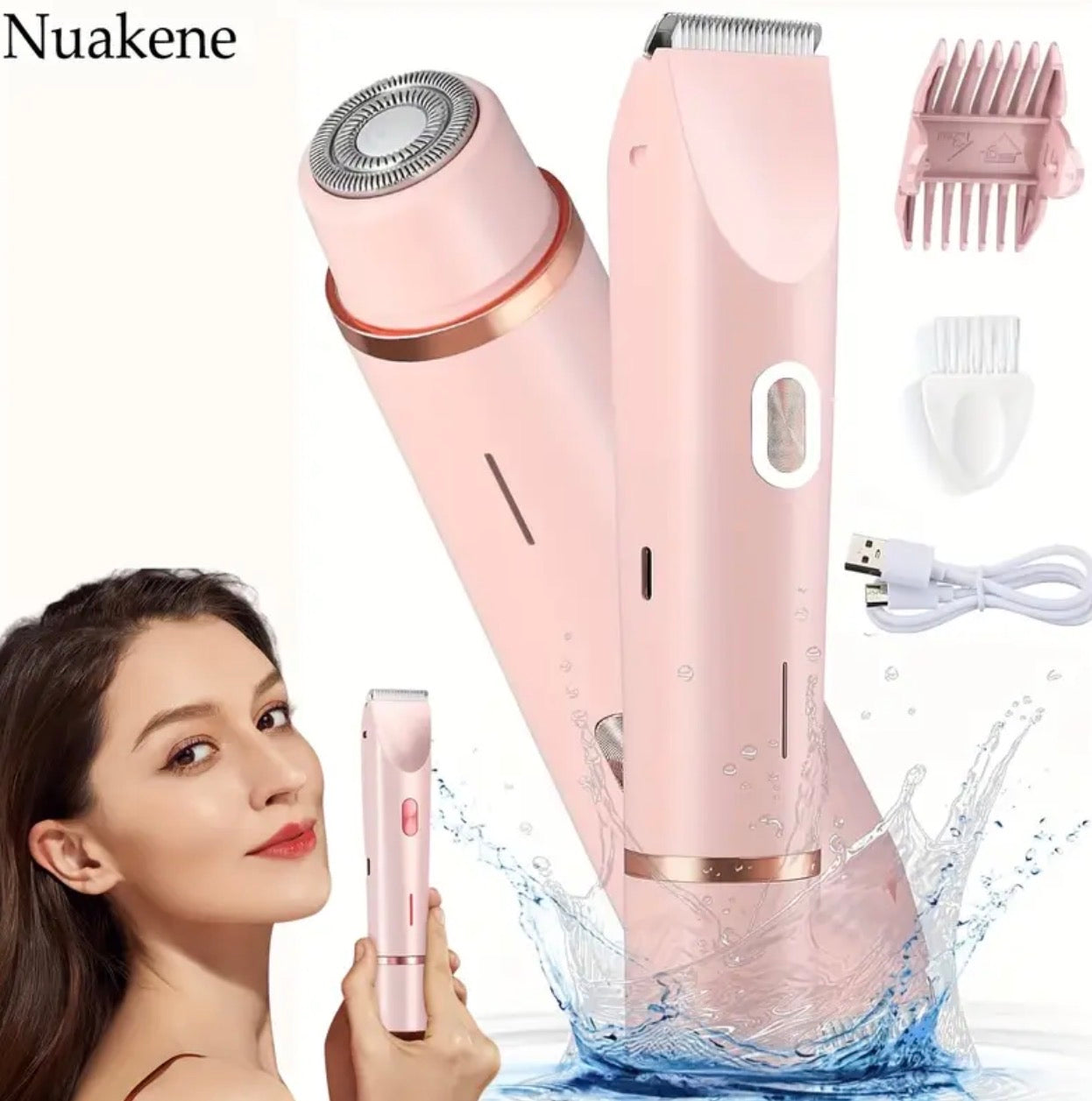 Dual-Head Electric Hair Trimmer for Women – Rechargeable Precision Shaver for Face, Bikini & Body