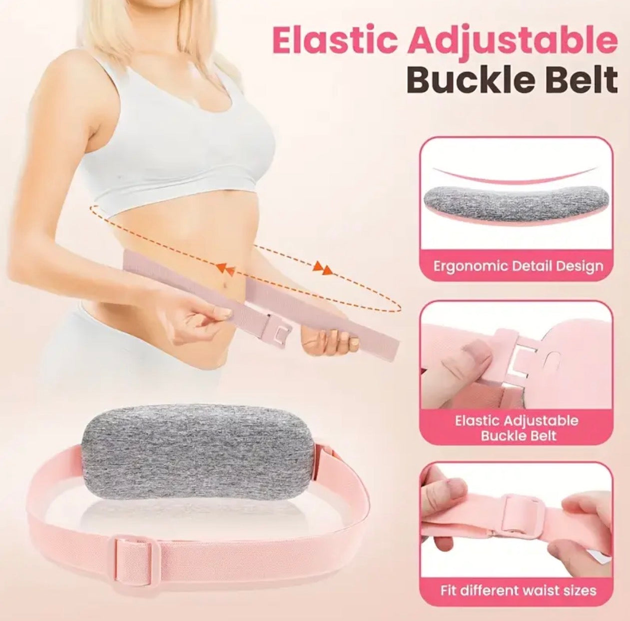 Abdominal Heating Massage Belt – USB Rechargeable, 5-Level Adjustable Heat with LED Display, Portable for Menstrual Relief, Perfect Pink Gift for Women