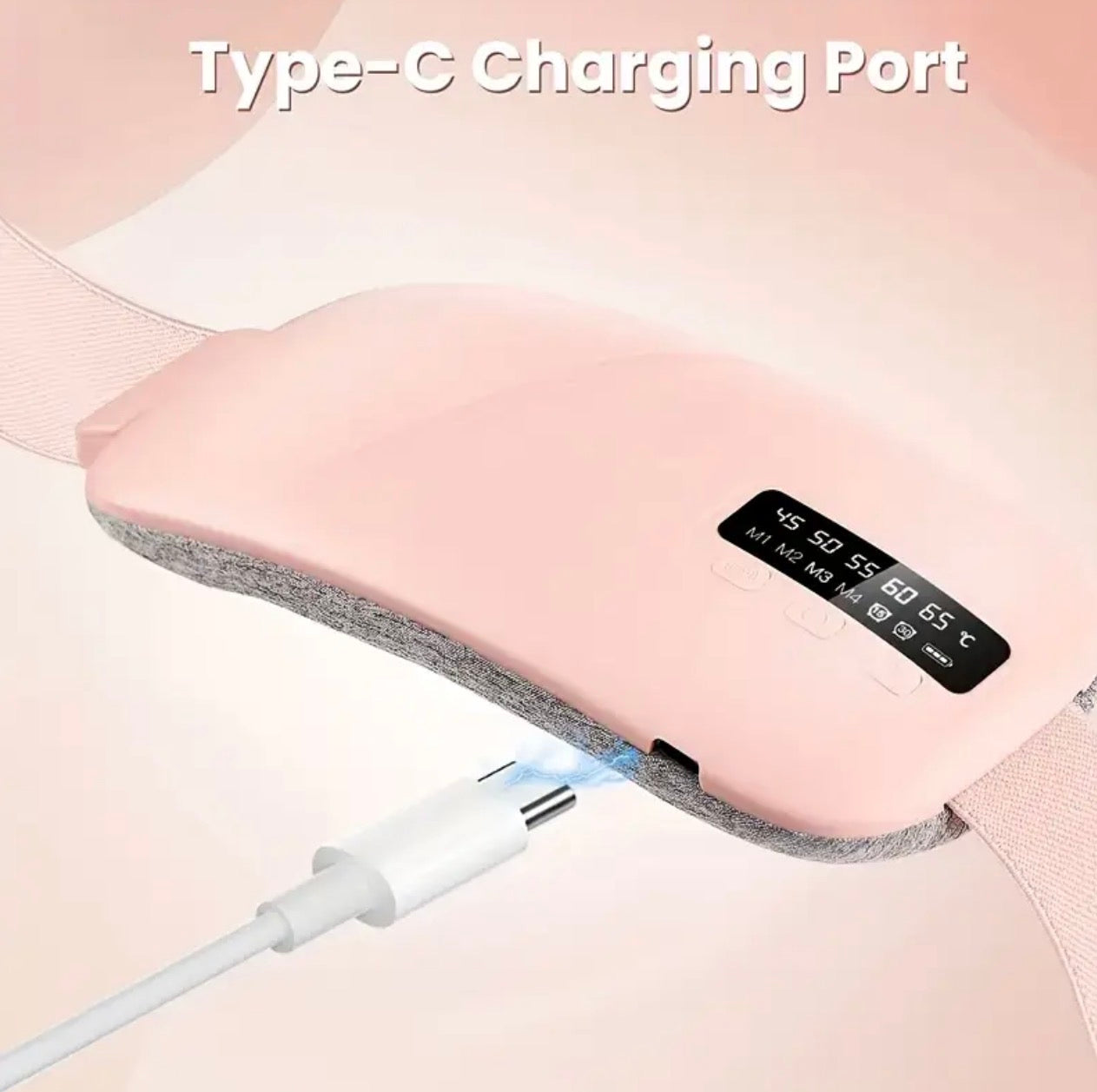 Abdominal Heating Massage Belt – USB Rechargeable, 5-Level Adjustable Heat with LED Display, Portable for Menstrual Relief, Perfect Pink Gift for Women